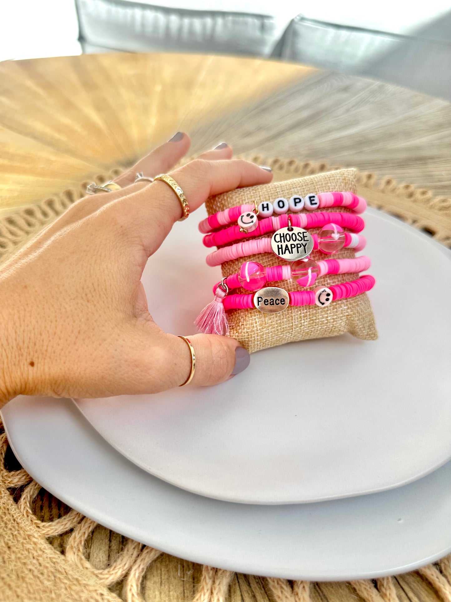 Charm Bracelet "Pink Peace" (Pack of 5)
