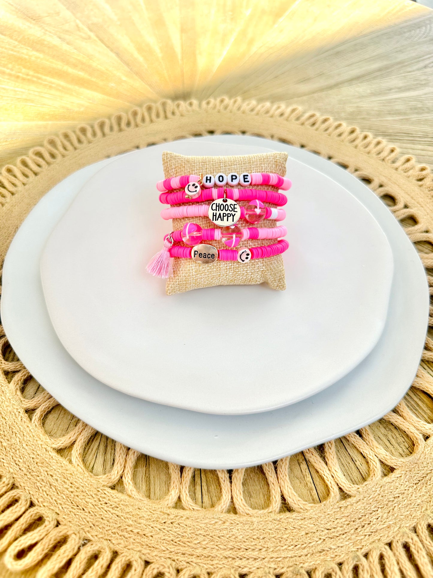 Charm Bracelet "Pink Peace" (Pack of 5)