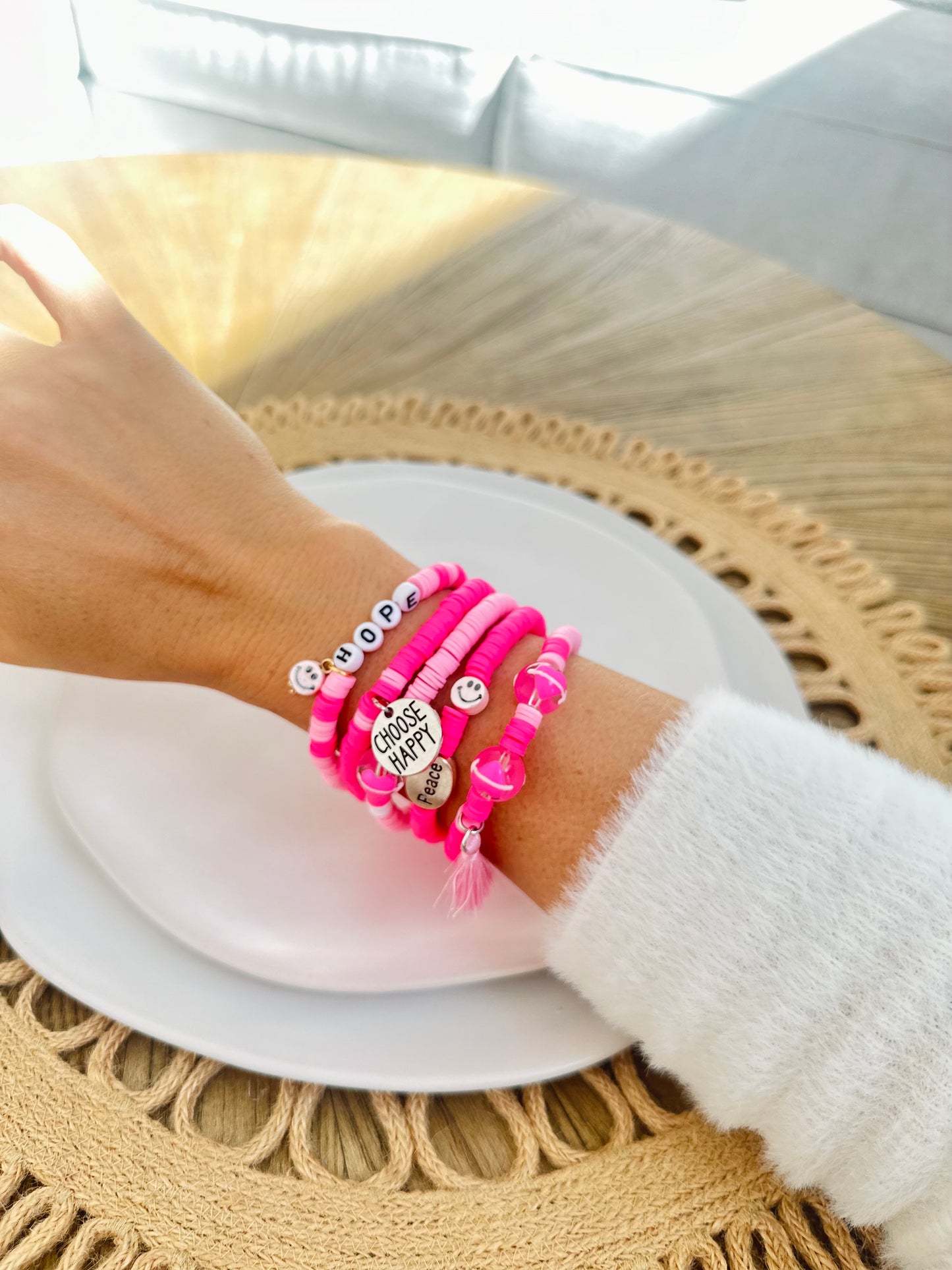 Charm Bracelet "Pink Peace" (Pack of 5)